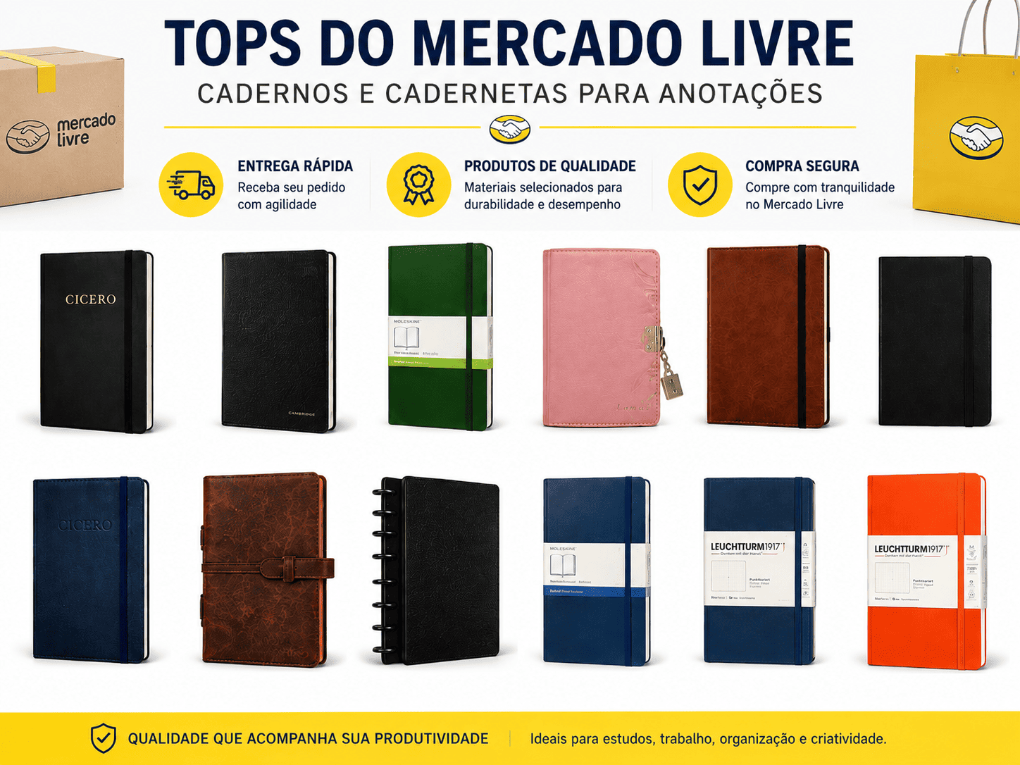 Lista semanal de cadernos Mercado Livre