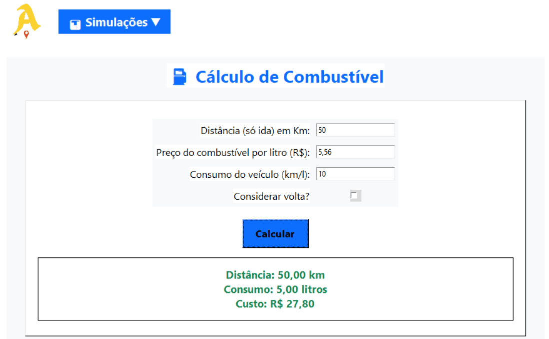 Cálculo de Consumo de Combustível